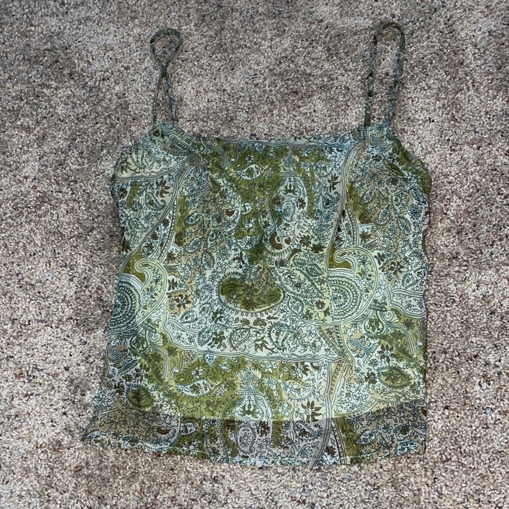 green pattern crop top, size s. only worn a few times